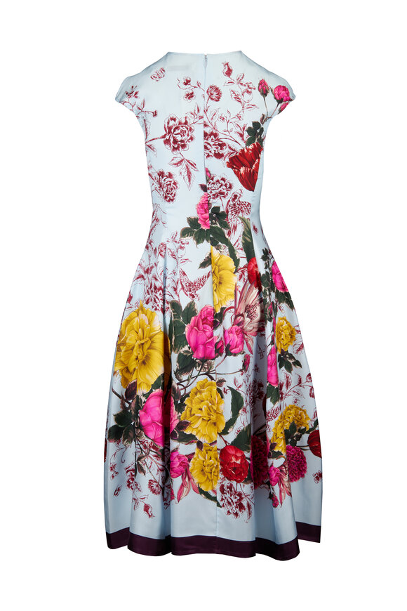 Rani Arabella Baby Blue Floral Silk Midi Dress - view 2