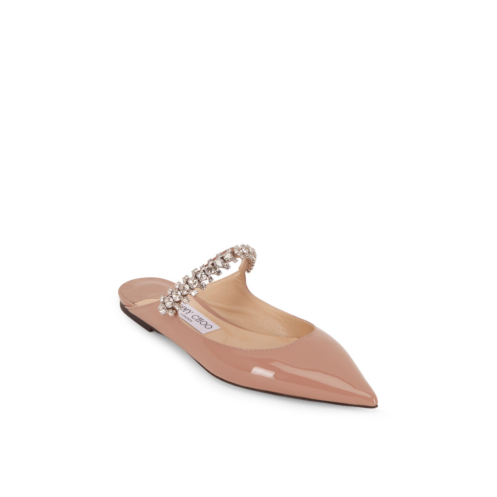 ◆正規品・新品◆Jimmy Choo Printed Calf Hair Bing Ballerinas Bing 100 | Ballet Pink Patent Leather Mules with Crystal