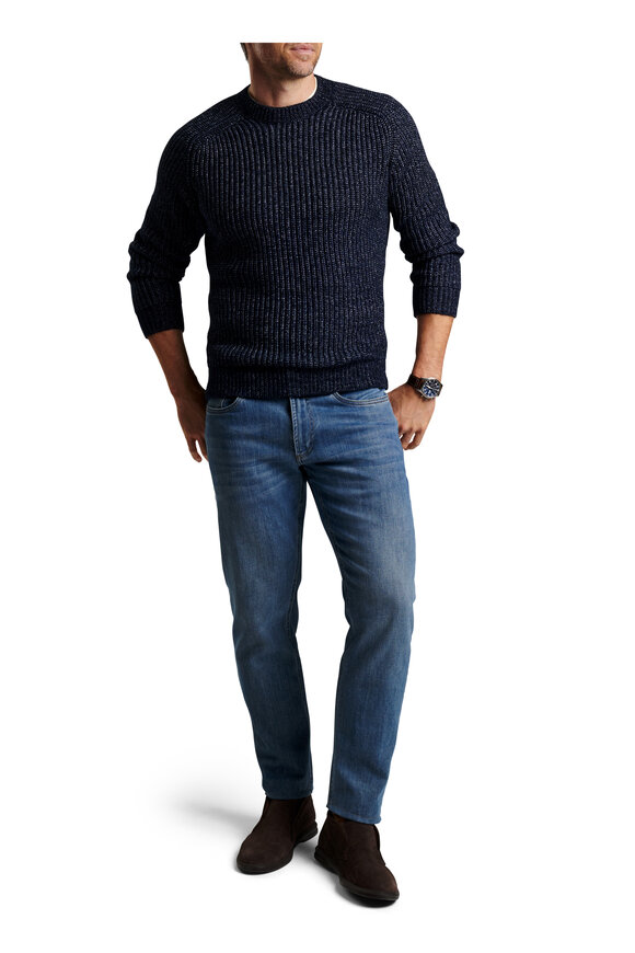 Peter Millar - Eklund Saddle Shoulder Navy Crew Sweater