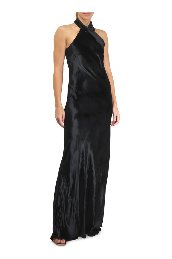 Galvan Pandora Black Satin Gown - view 5
