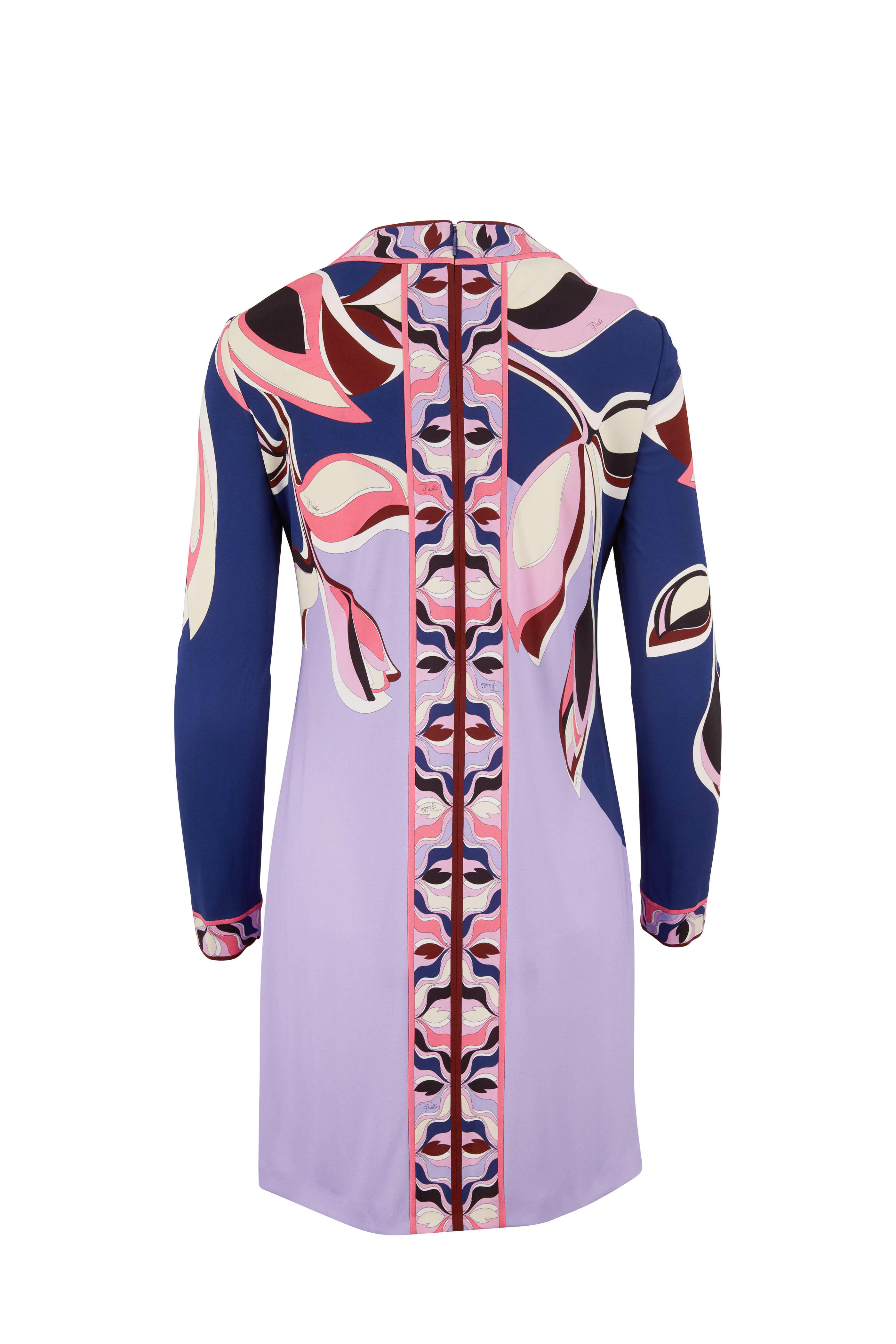pucci long sleeve dress Printed tulle maxi dress - multi