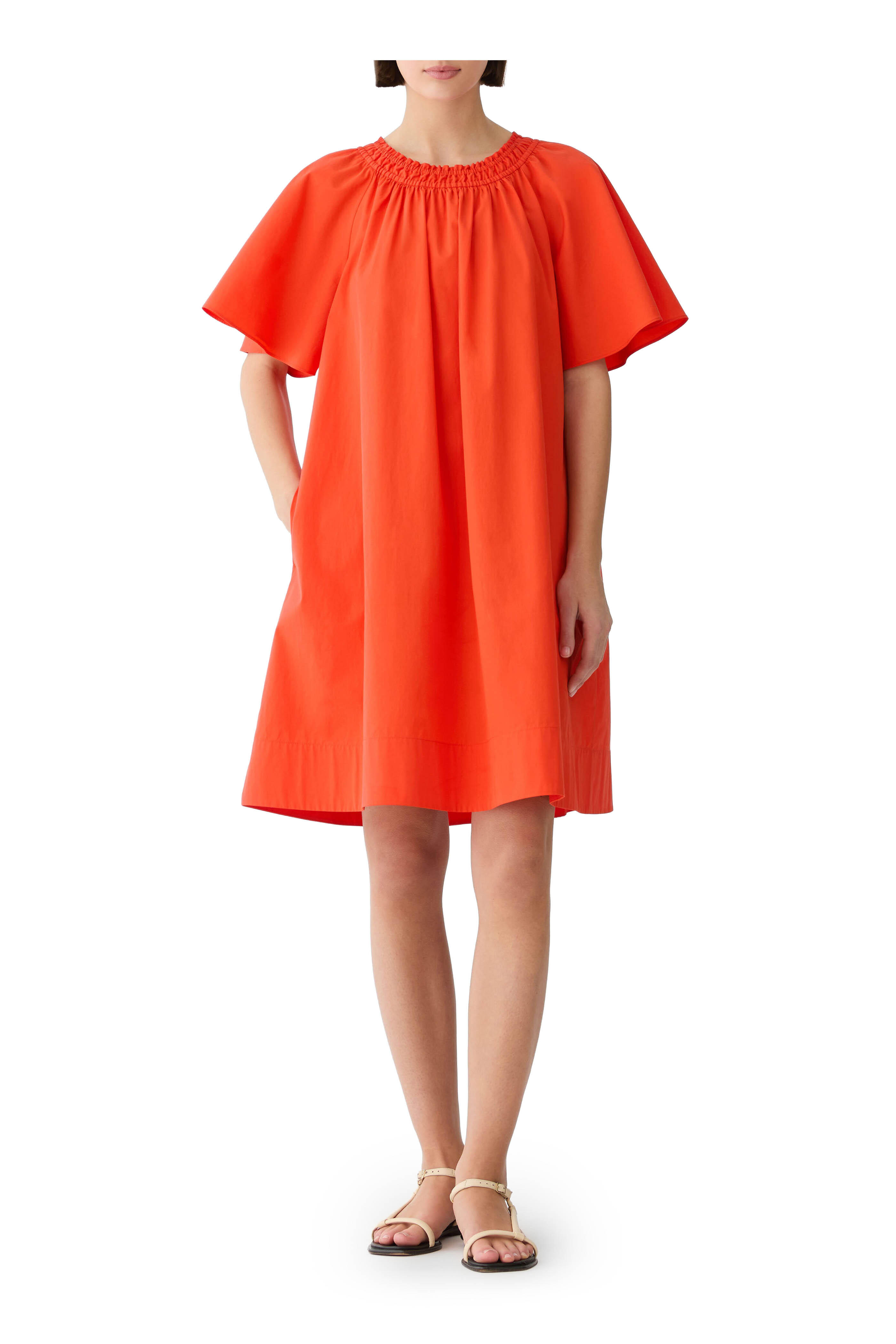 Lafayette 148 New York - Orange Poppy Organic Cotton Poplin Swing Dress - view 2