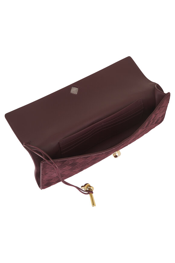 Bottega Veneta Andiamo Deep Mahogany Intrecciato Suede Clutch - view 5
