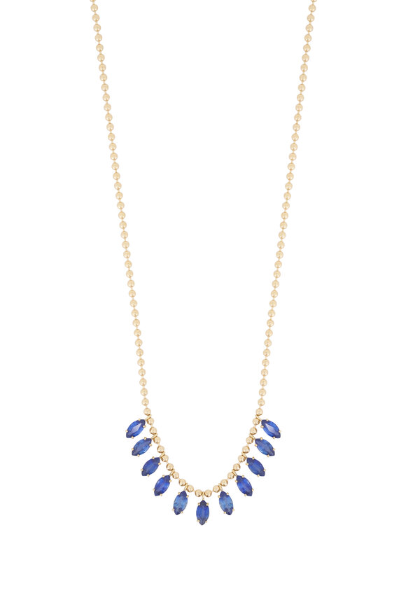 Sutra 18k Yellow Gold Blue Sapphire Necklace - view 1