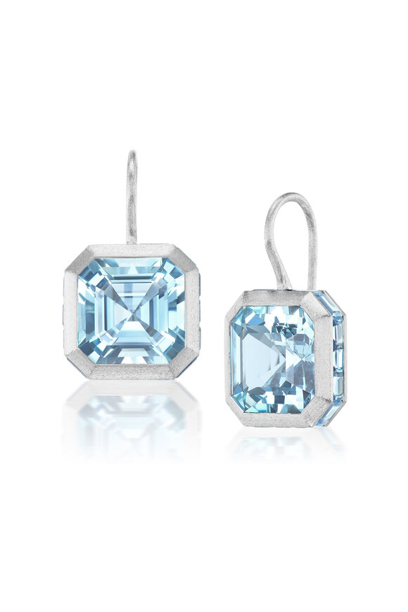 Nam Cho 18k Asscher-Cut Aquamarine Drop Earring - view 1