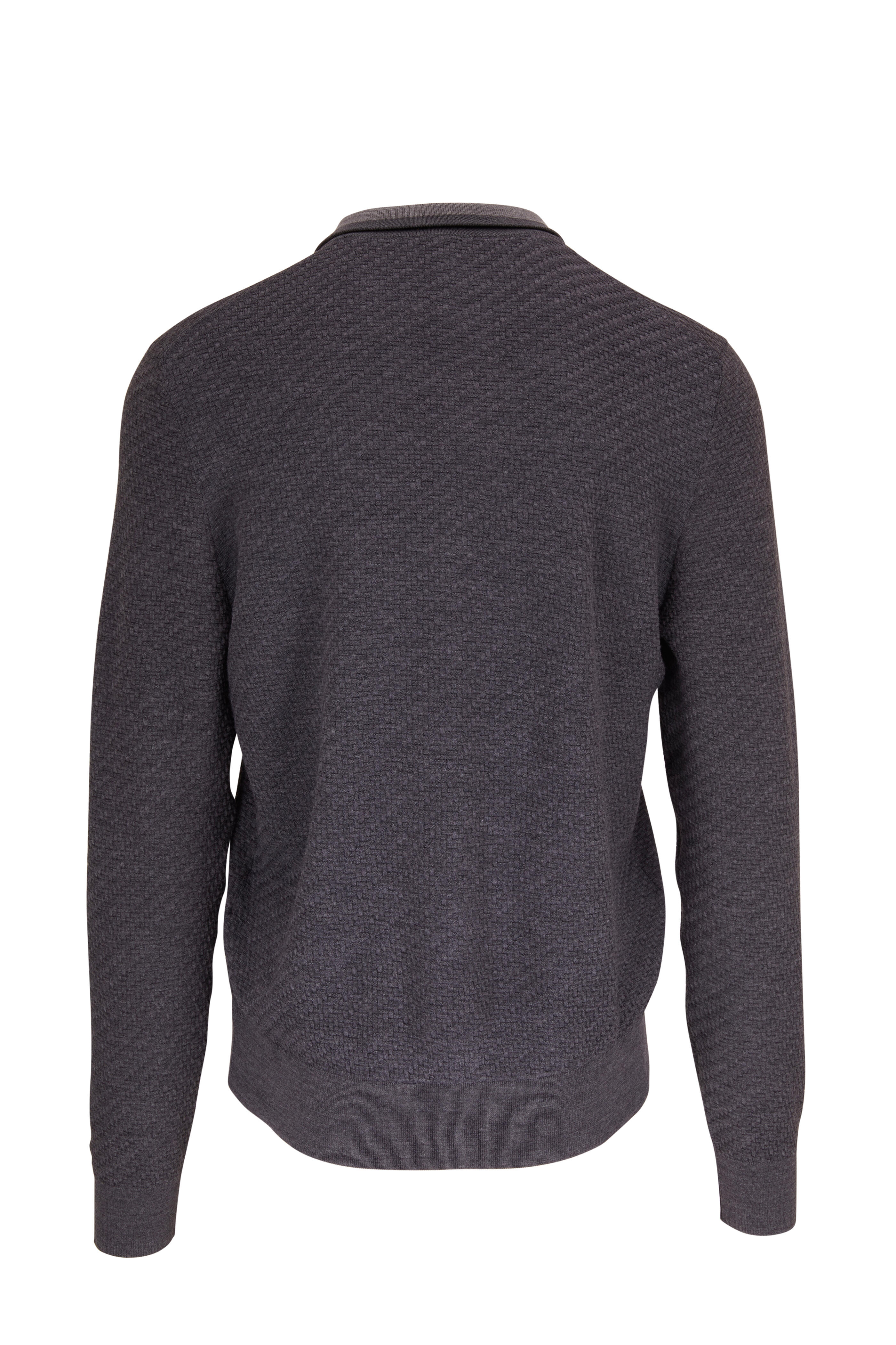 Brioni - Gray Wool & Cashmere Front Zip Sweater | Mitchell Stores