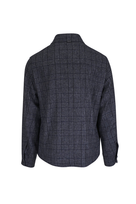 Fedeli Gray Plaid Wool Overshirt - view 3