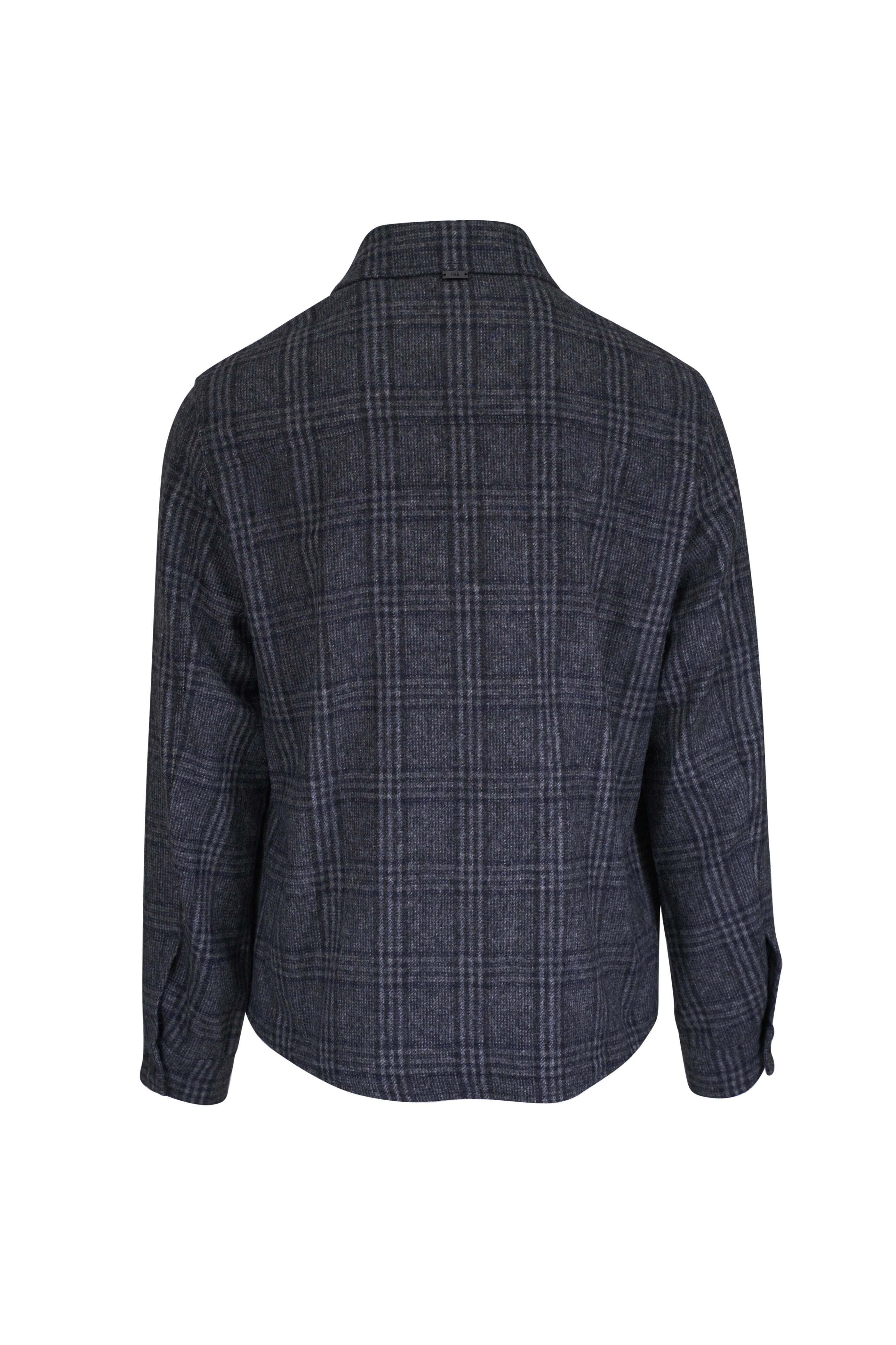 Fedeli - Gray Plaid Wool Overshirt
