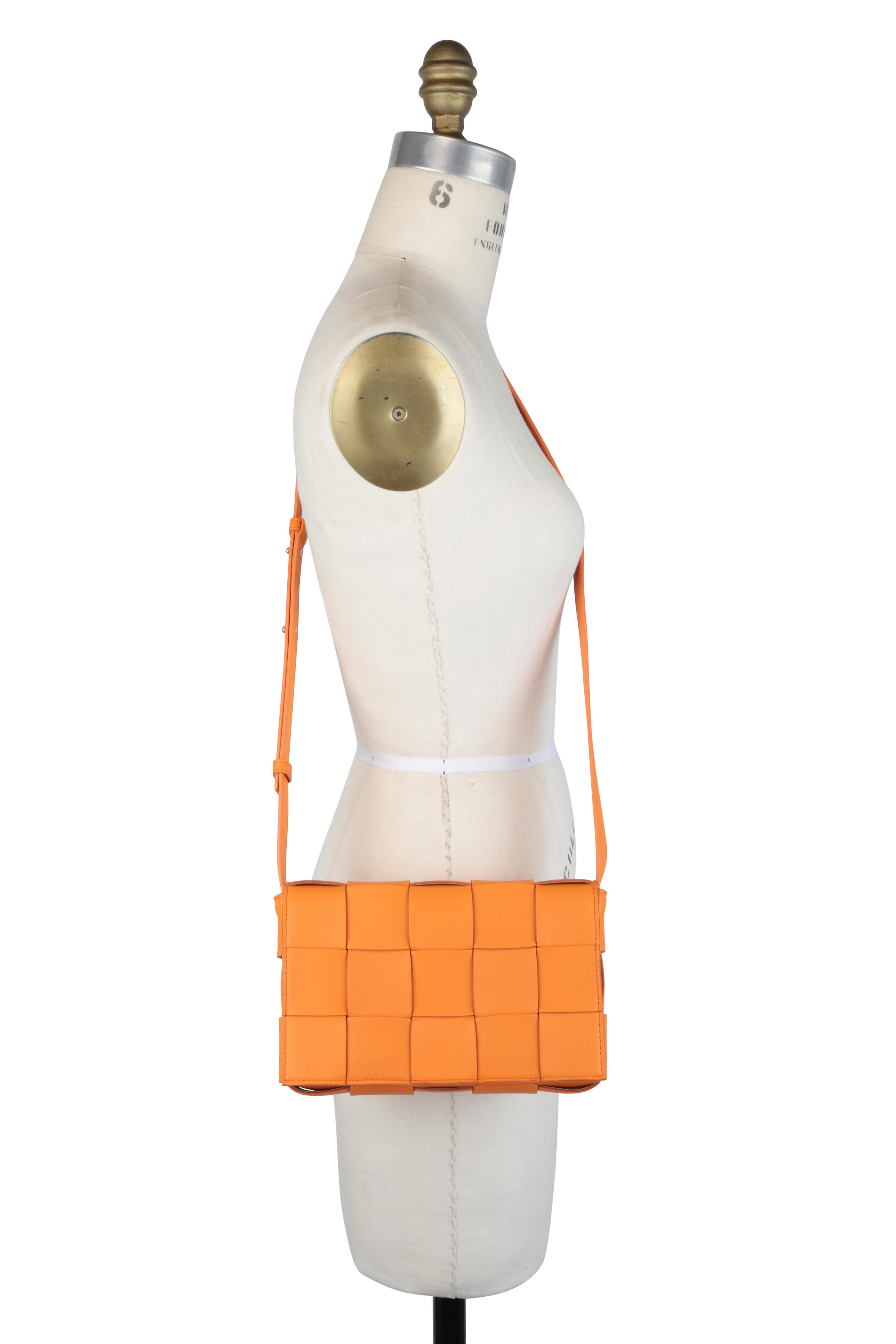 Bottega Veneta - Cassette Orange Leather Woven Cossbody Bag