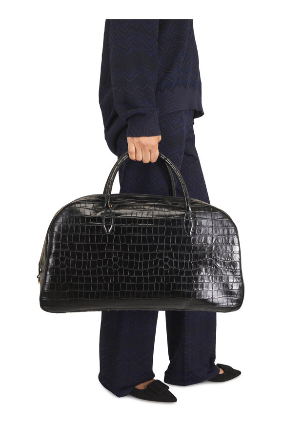Totême Large Black Embossed Leather Traveler Bag - view 2