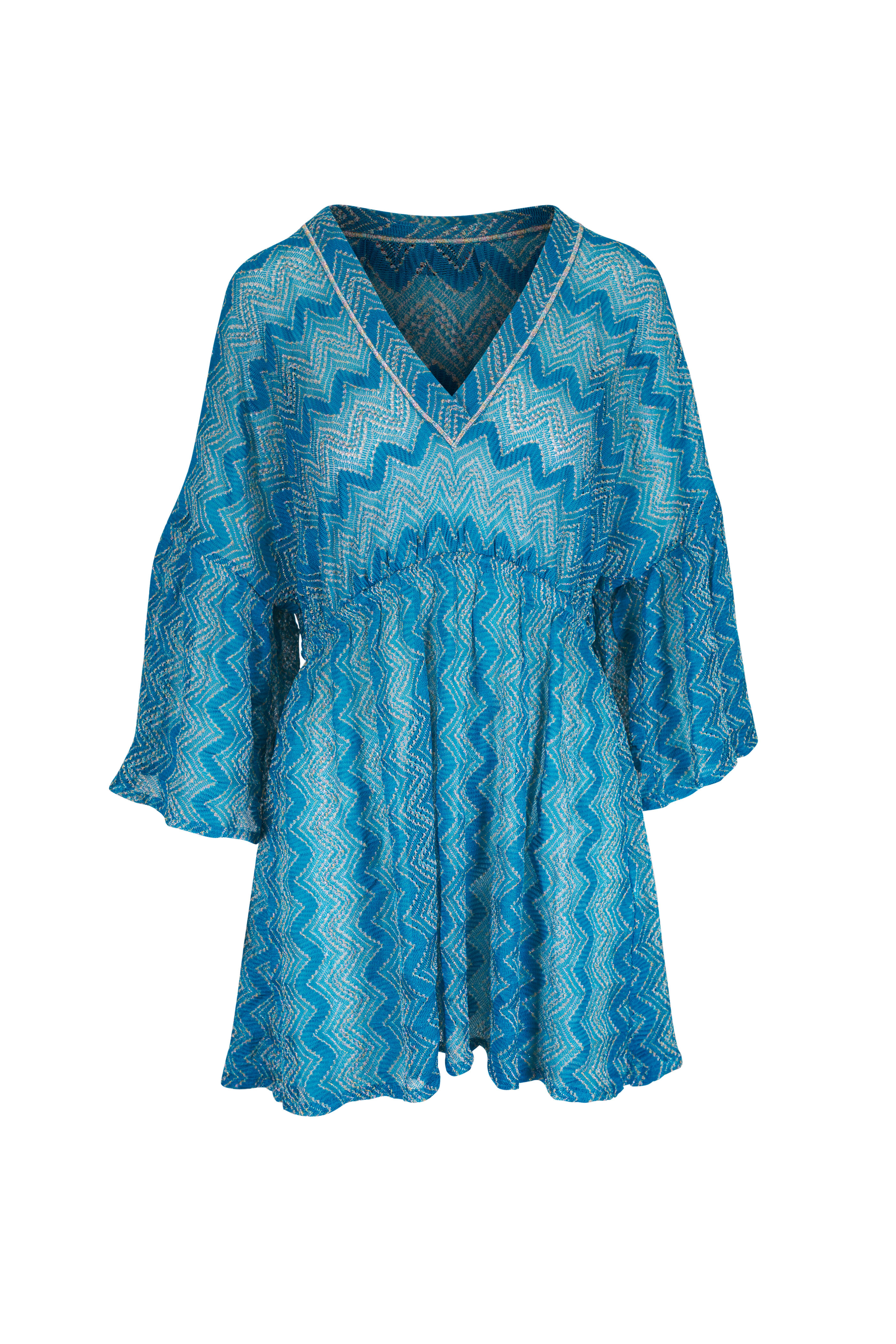 Missoni - Admiral Blue Chevron Tone-On-Tone Short Coverup