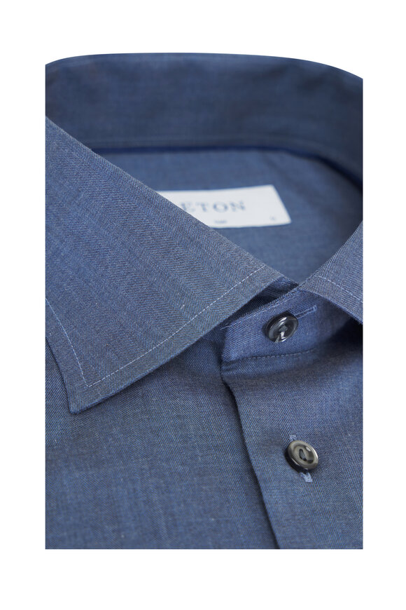 Eton - Solid Blue Cotton Dress Shirt