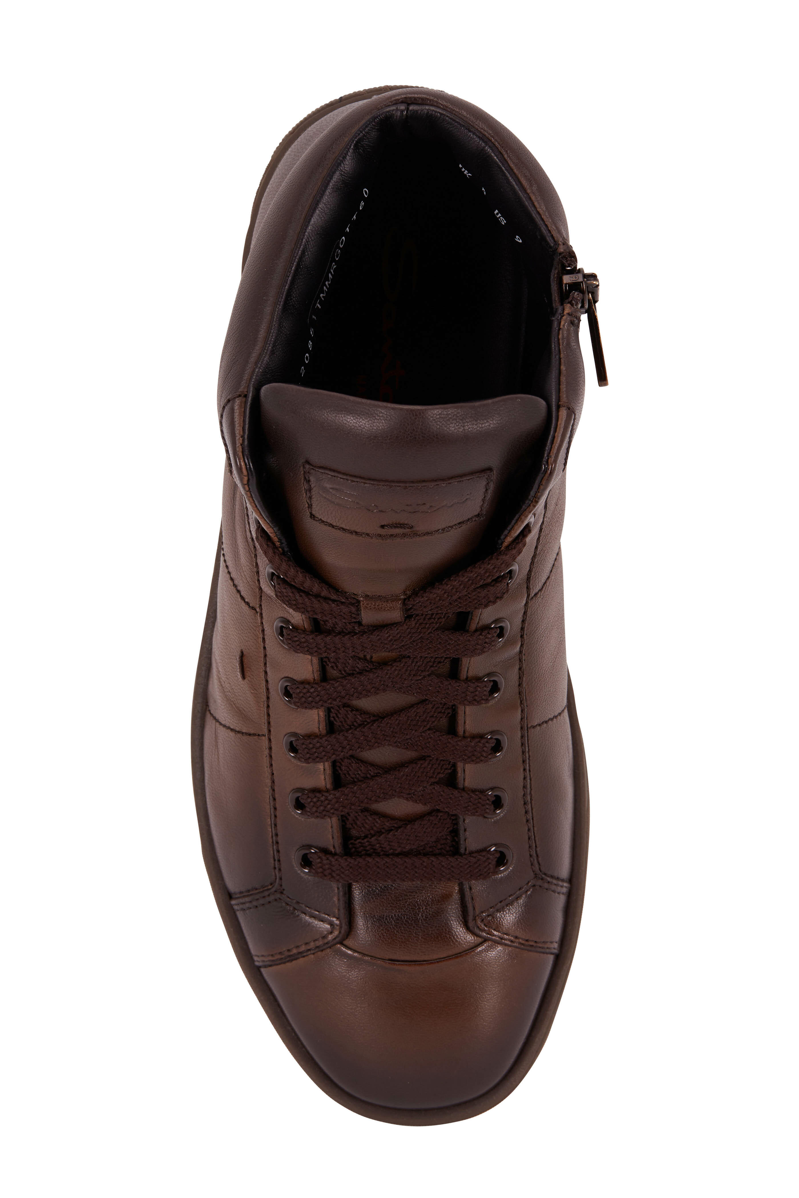 スニーカー SANTONI Brown leather Clean sneakers Santoni Brown Leather Clean Sneakers | italist