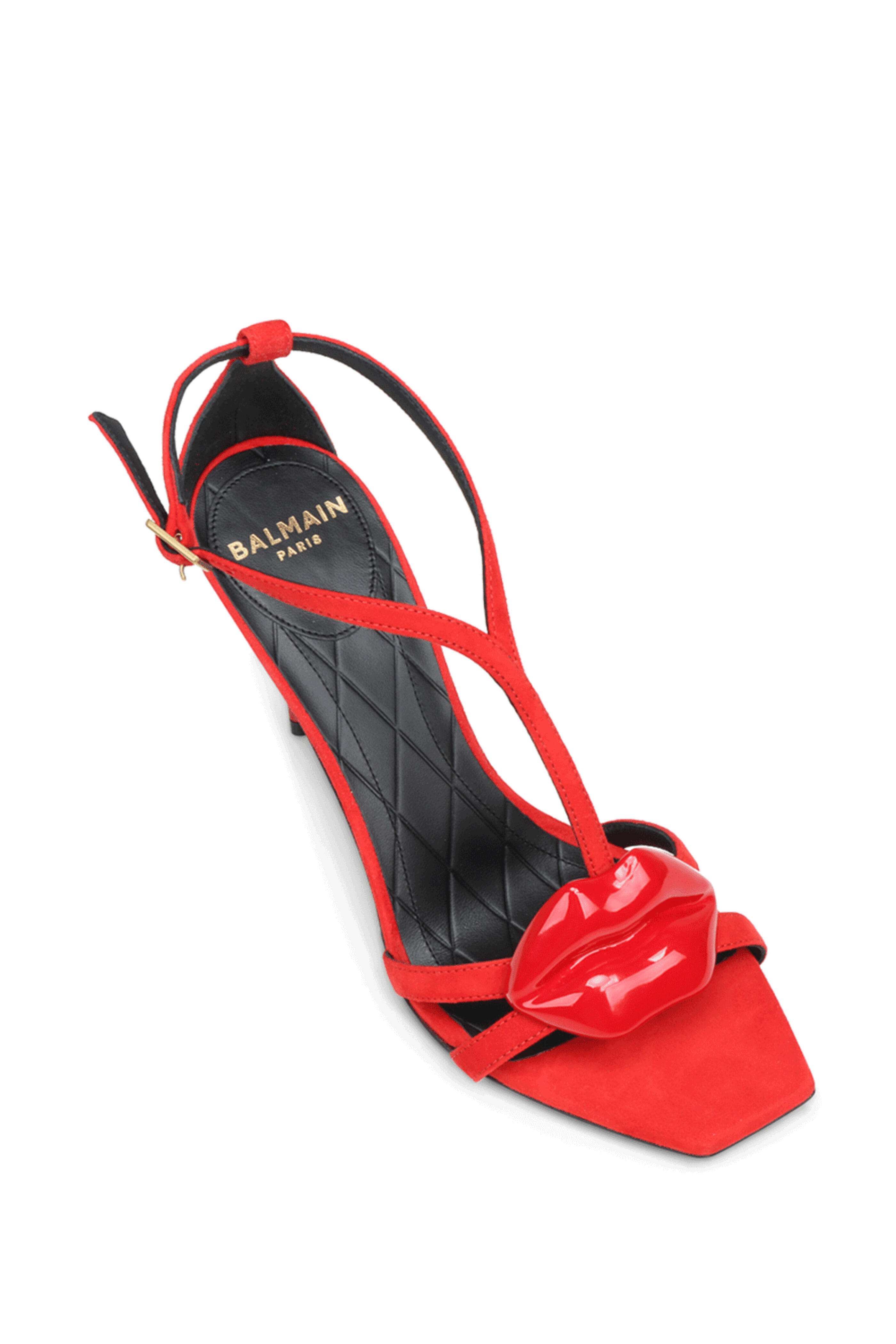 【Balmain】SANDAL LIPS-SUEDE LTH&LACQUERED BRASS◆EN0UH127LC Balmain Sandal Lips Suede Lth Lacquered Brass – LOZURI®
