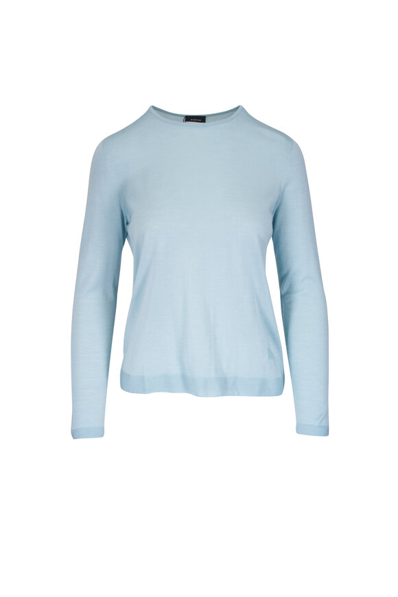 Akris Blue Moonstone Cashmere & Silk Seamless Knit Top