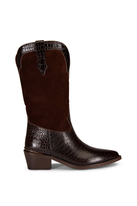 Partlow Mira Stamped Leather & Suede Cowboy Boot - view 2