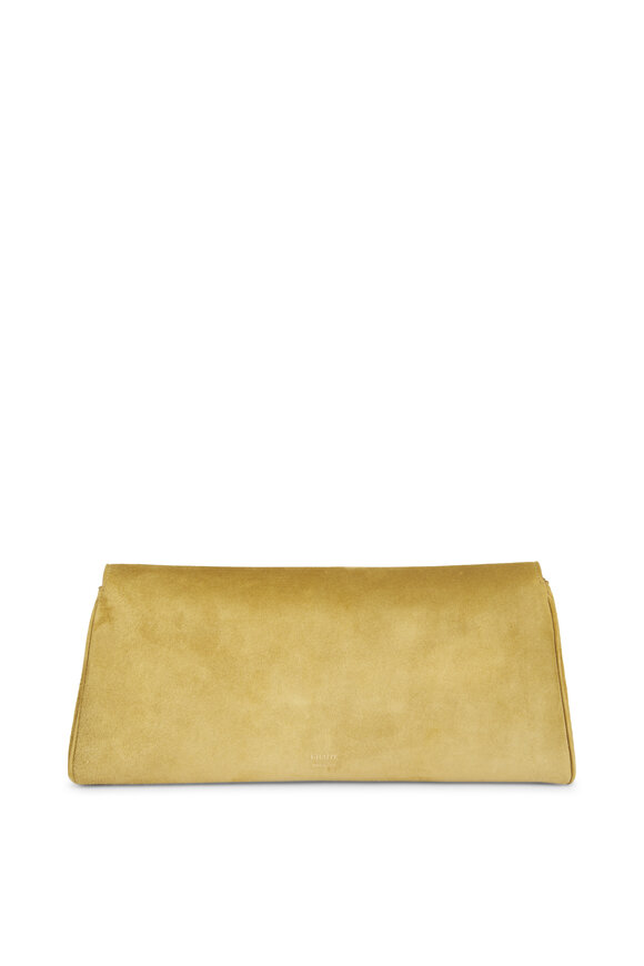 Khaite Audrey Golden Olive Suede Clutch - view 3