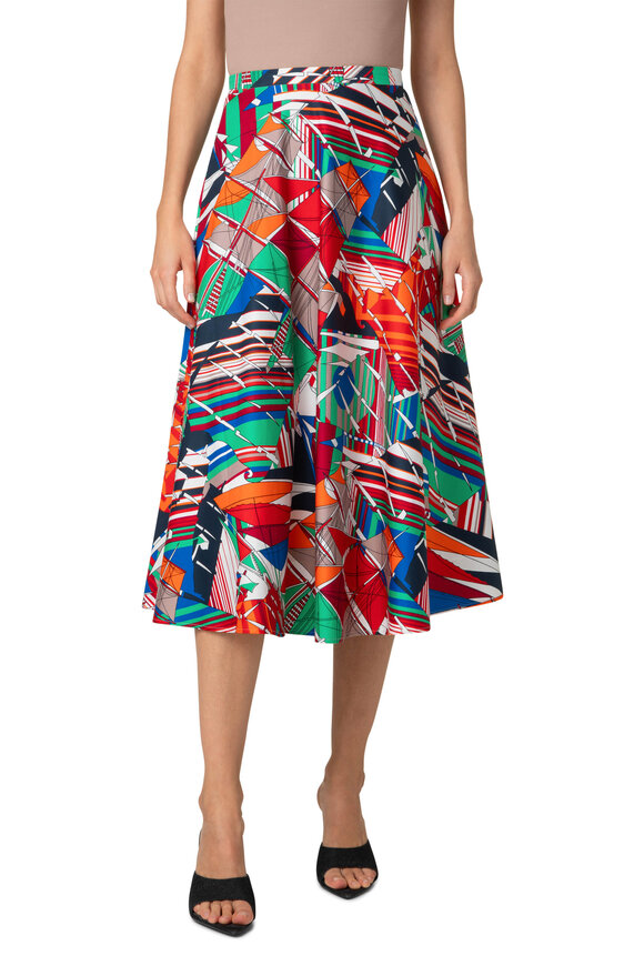 Akris Punto - Sea Clipper Cotton Satin Midi Skirt