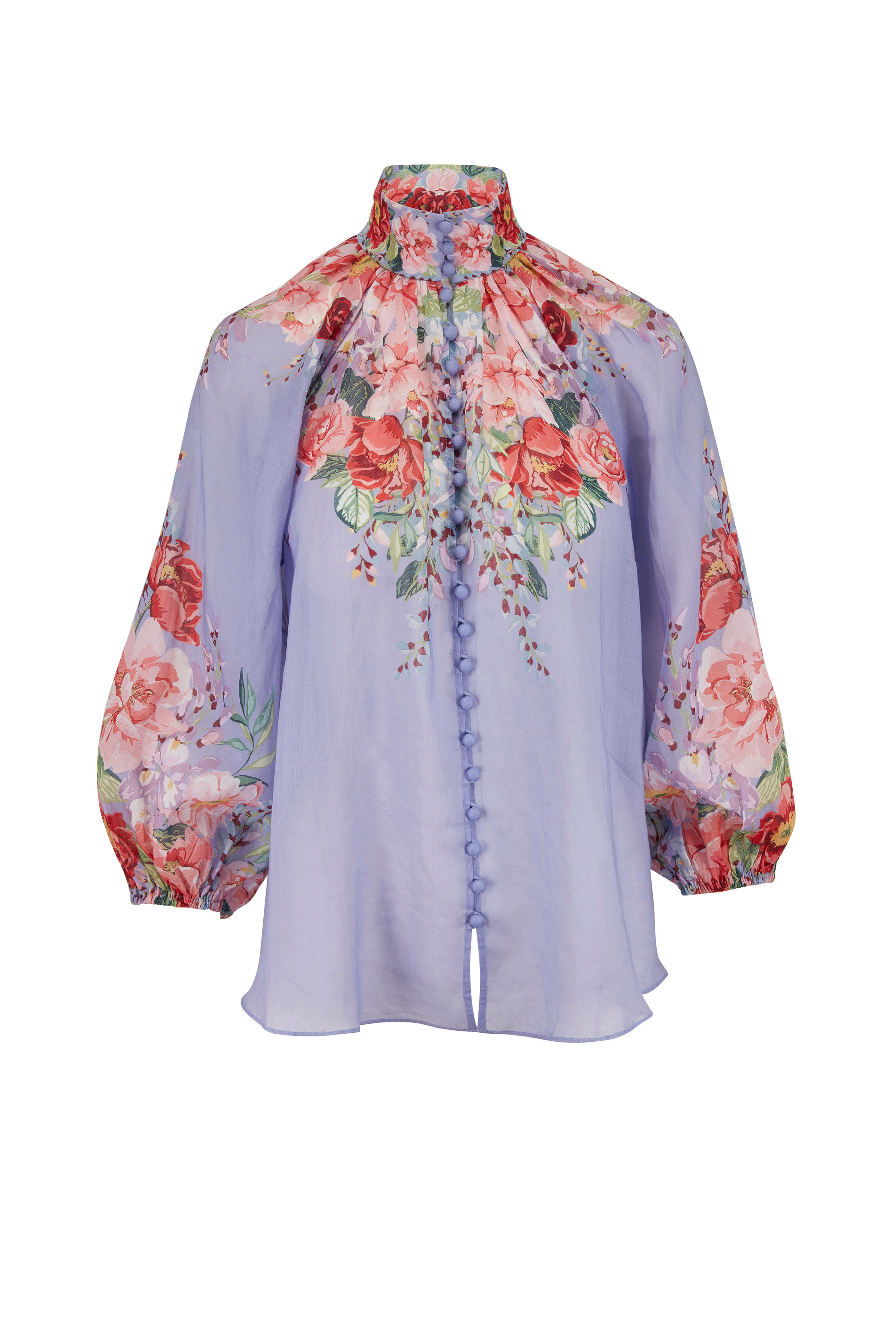 Zimmermann - Bellitude Light Blue Floral Blouse | Mitchell