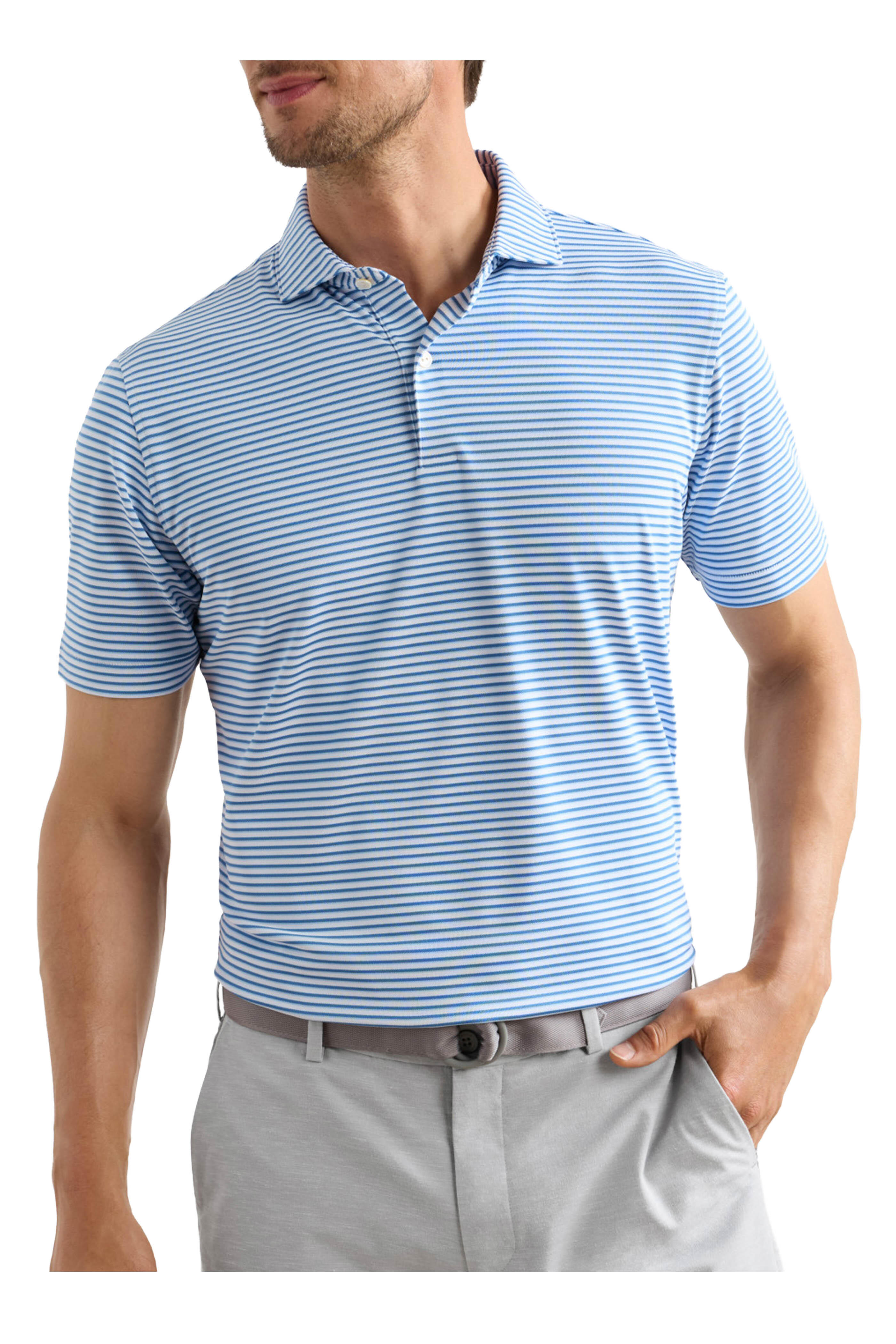Peter Millar - Tempo Blue & White Performance Mesh Polo