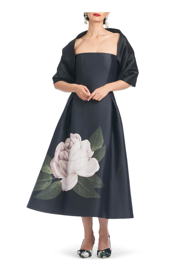 Sachin + Babi - Shay Black Blooming Rose Print Strapless Dress