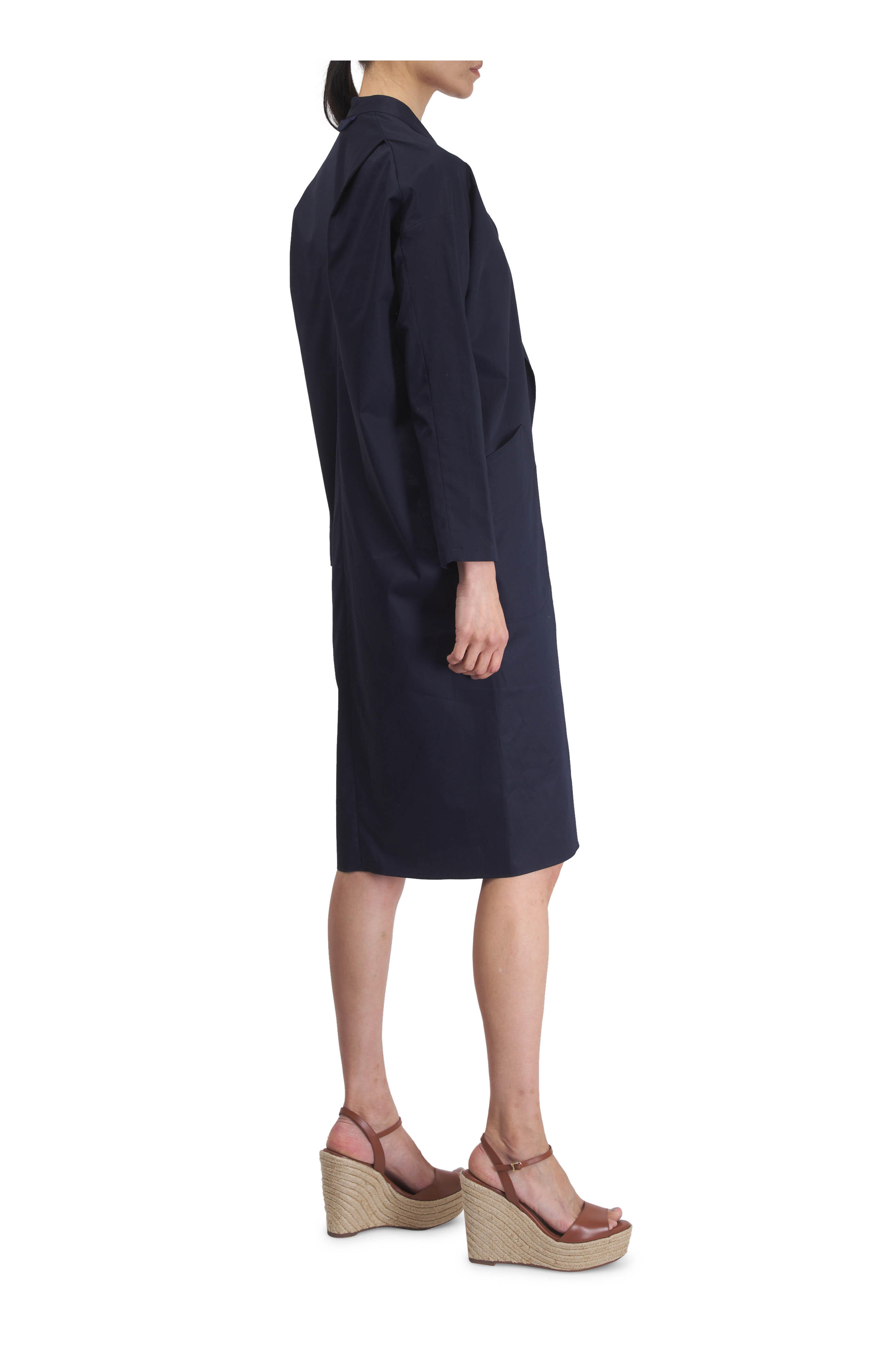 Zero + Maria Cornejo - Fin Gaban Cotton Broadcloth Navy Dress