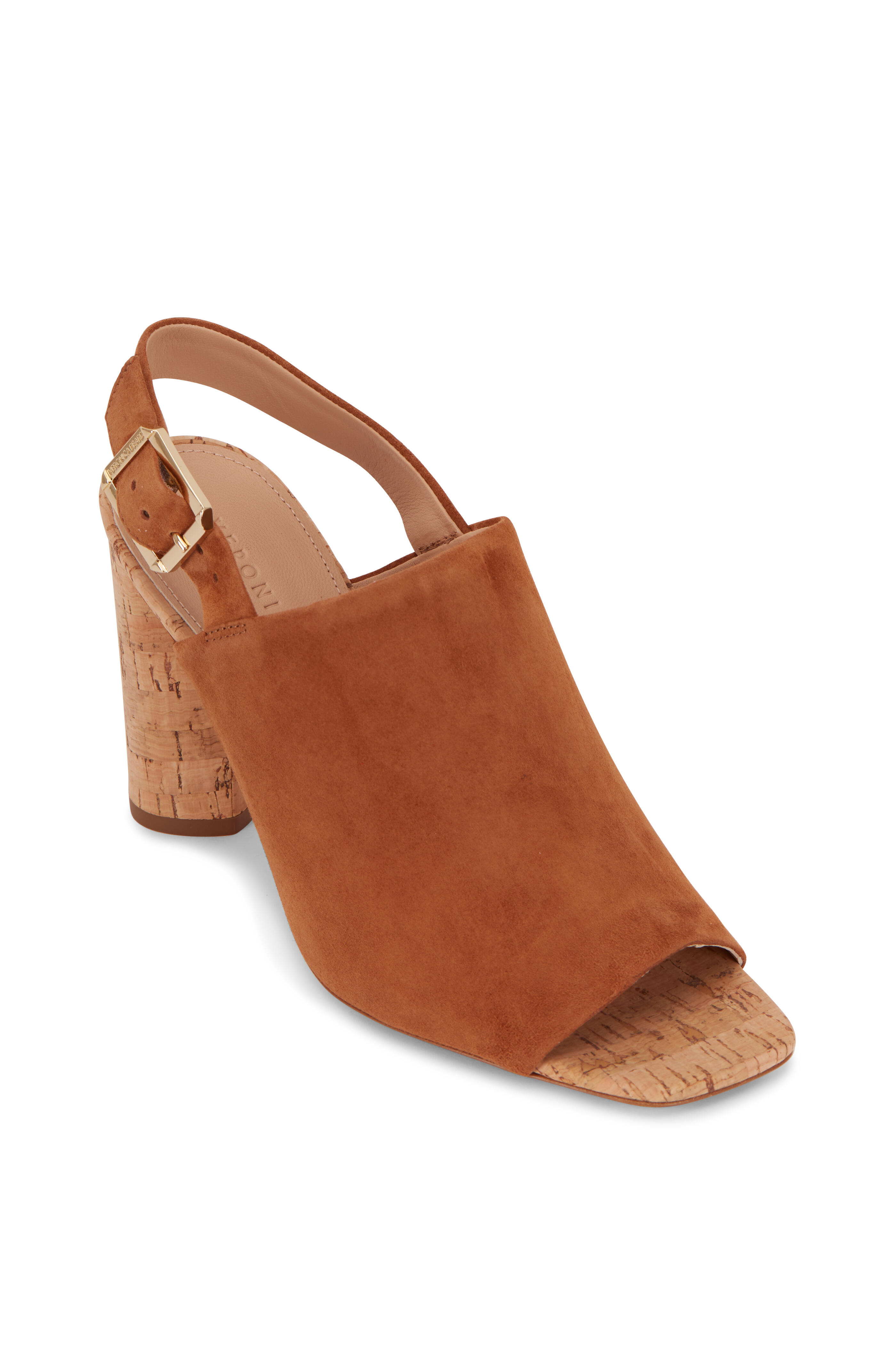 Veronica Beard - Bodhi Pecan Suede Cork Heel Slingback, 90mm