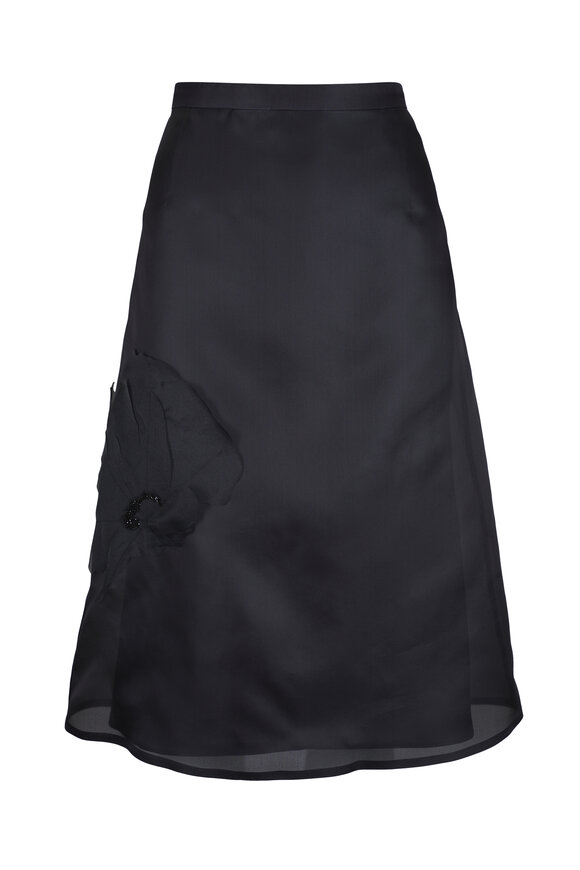 Akris - Ecru & Black Check Silk Organza Midi Skirt