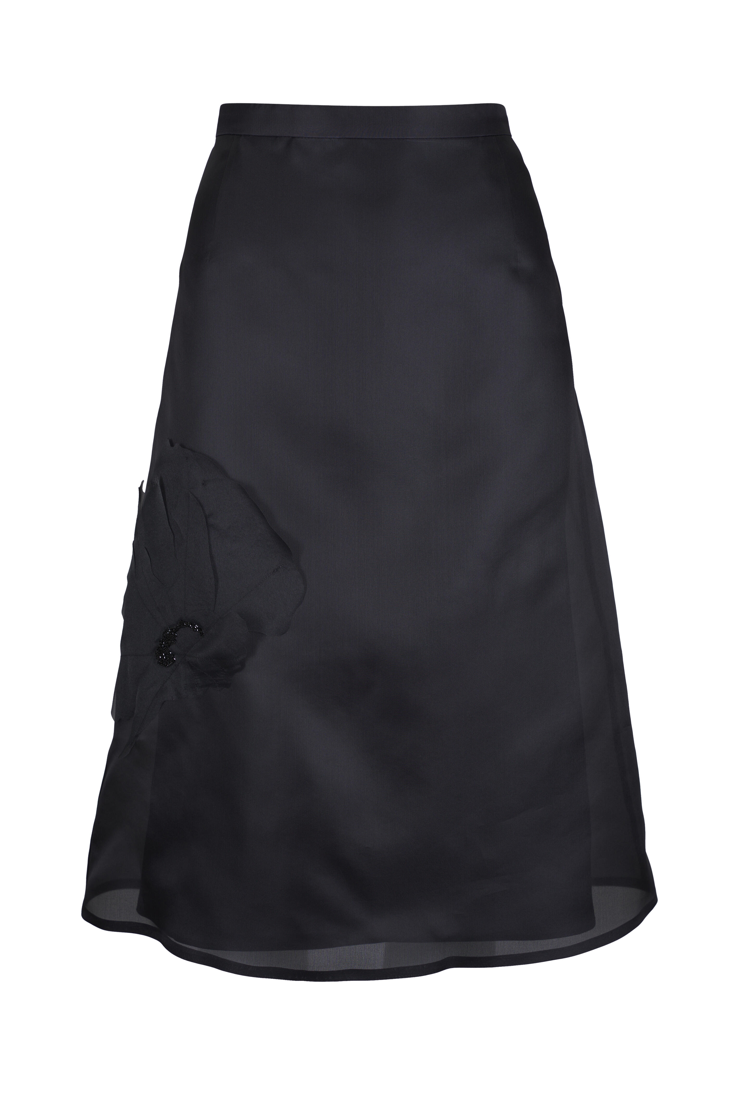 Akris - Anemone Corsage Black Aline Silk Organza Skirt