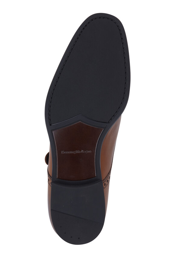 Zegna - Medium Brown Leather G-Flex Monk Shoe