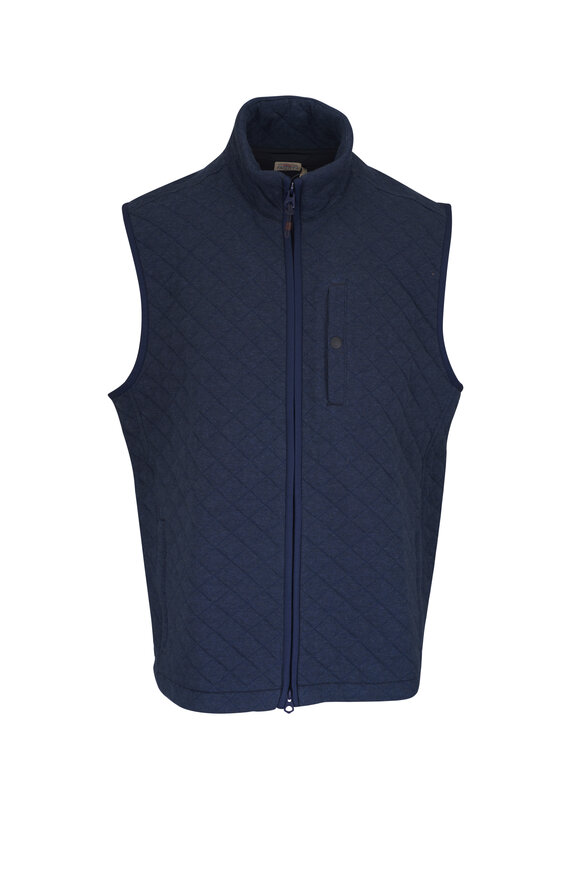 Faherty Brand Epic Navy Mélange Quilted Fleece Vest