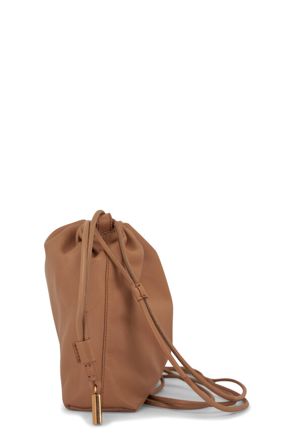 The Row - Angy Cream Ruched Leather Crossbody Bag 