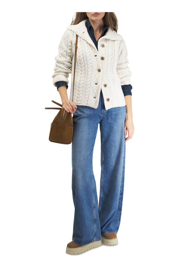 Lisa Yang - Kristin Cream Cable Knit Cashmere Cardigan