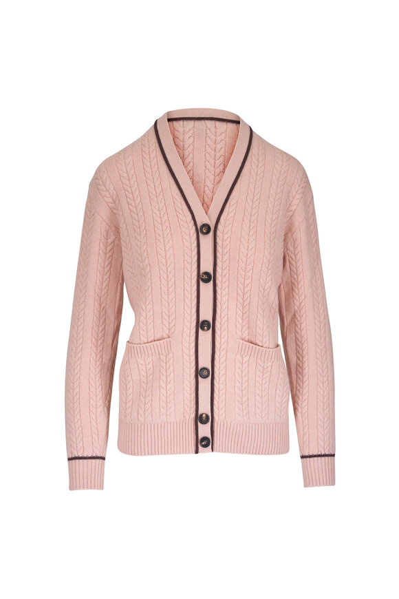 Loro Piana Cypress Blushing Beige Mélange Cashmere Cardigan - view 1