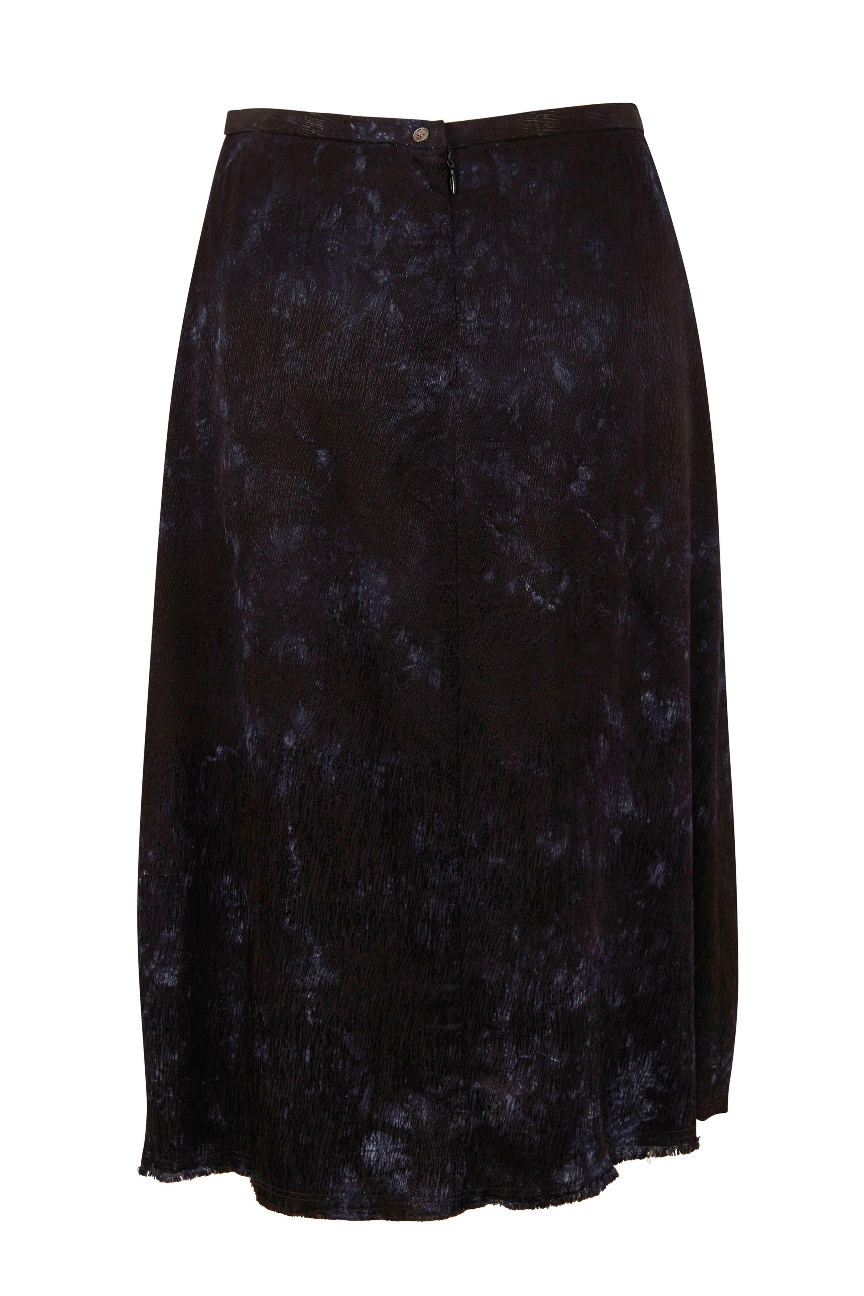 Raquel Allegra - Black Satin Tie-Dye Bias Skirt