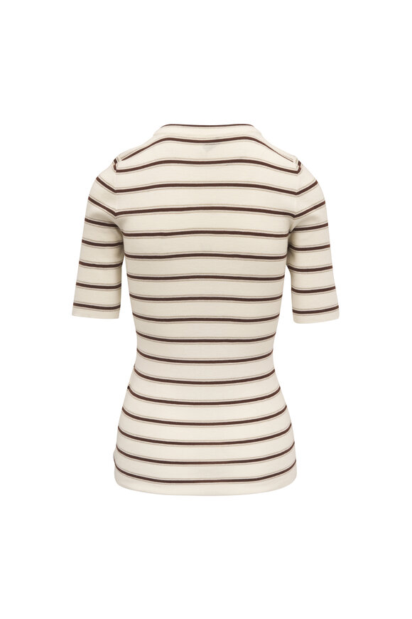 Brunello Cucinelli Beige Ribbed Stripe Knit - view 5