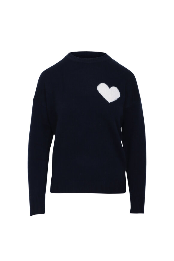 SPRWMN Navy Blue Cashmere Heart Sweatshirt