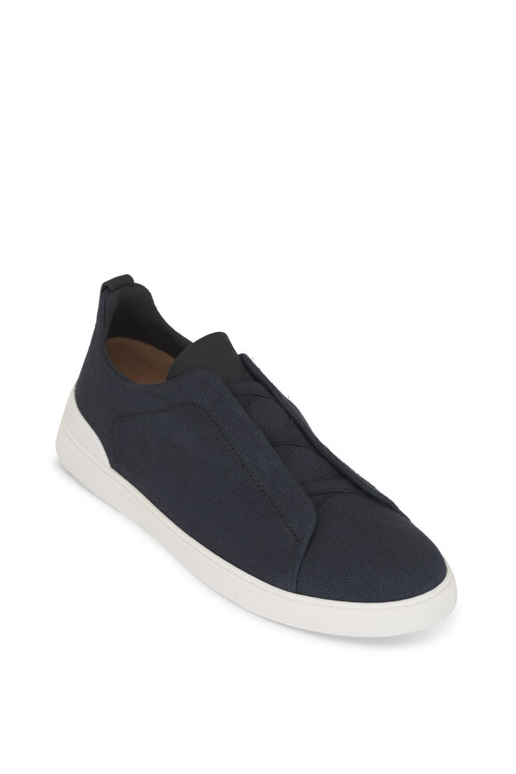 Zegna Triple Stitch Denim Blue Sneaker