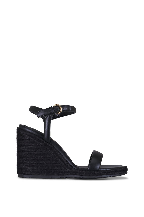 Gianvito Rossi Black Woven Leather Espadrille Wedge - view 3