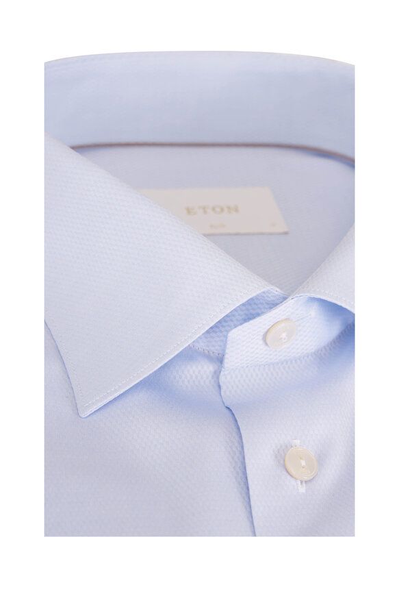 Eton Light Blue Textured Slim Fit Dress Shirt - view 2