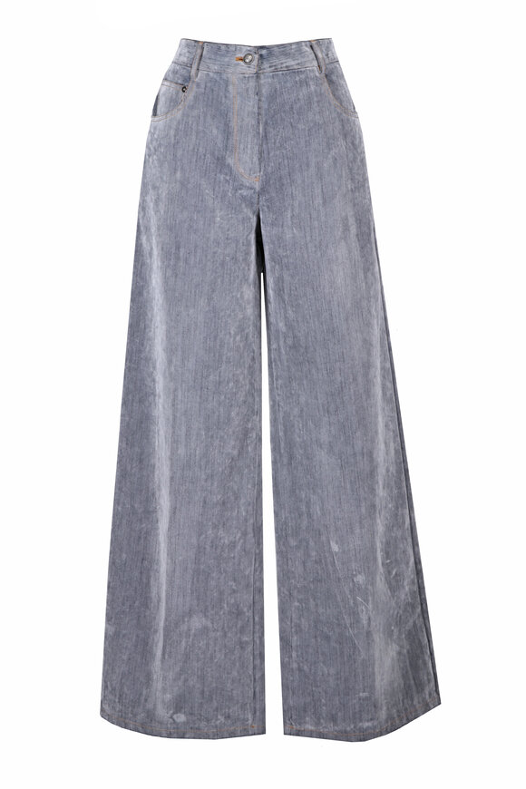 Forte Forte Flocked Grey Wide Leg Denim Jean - view 1