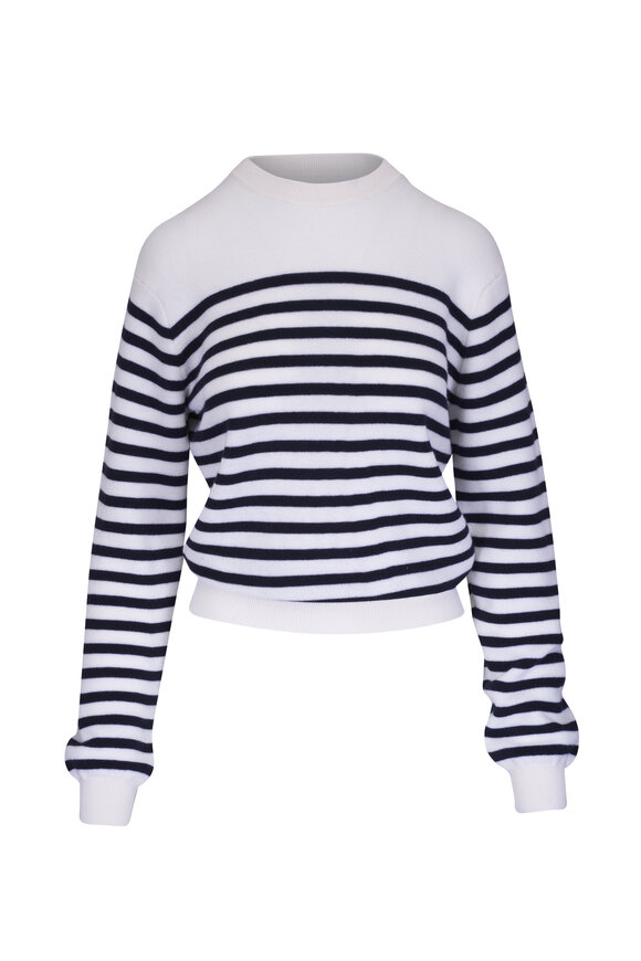 Khaite Viola Navy & White Striped Cashmere Sweater