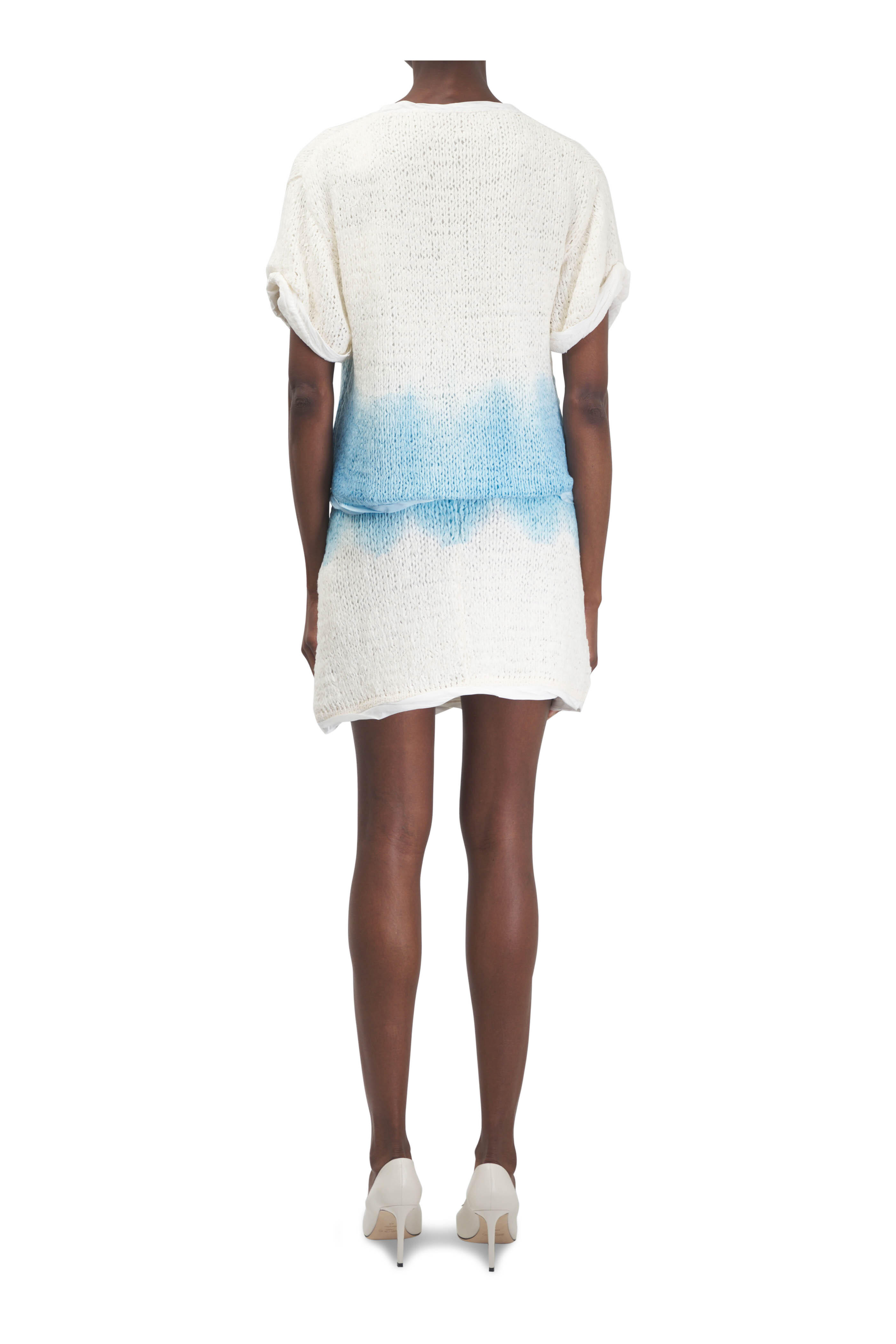 Bottega Veneta - Chalk & Skyline Blue Overdyed Knit Mini Skirt