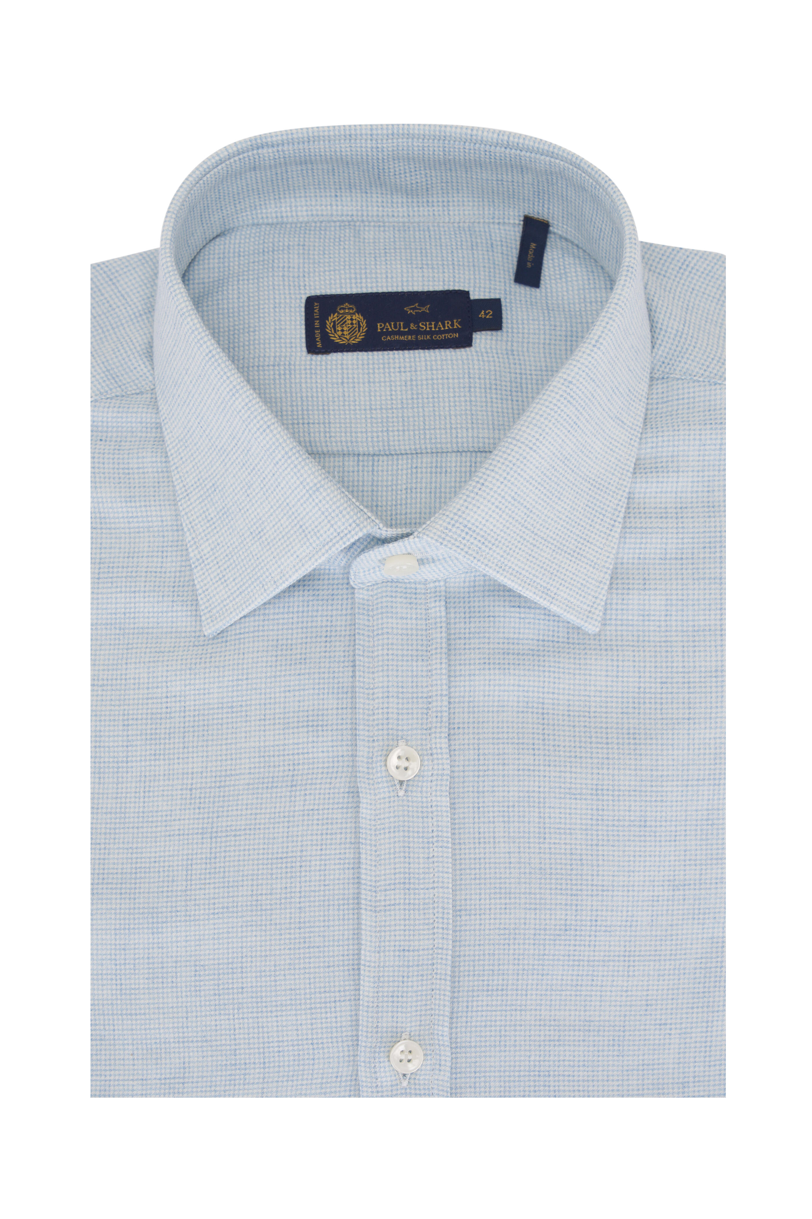 Paul & Shark - Light Blue & White Micro Check Sport Shirt