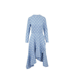 Oscar（dots） Oscar de la Renta - Light Blue Dot Stretch Silk Ruffle Dress