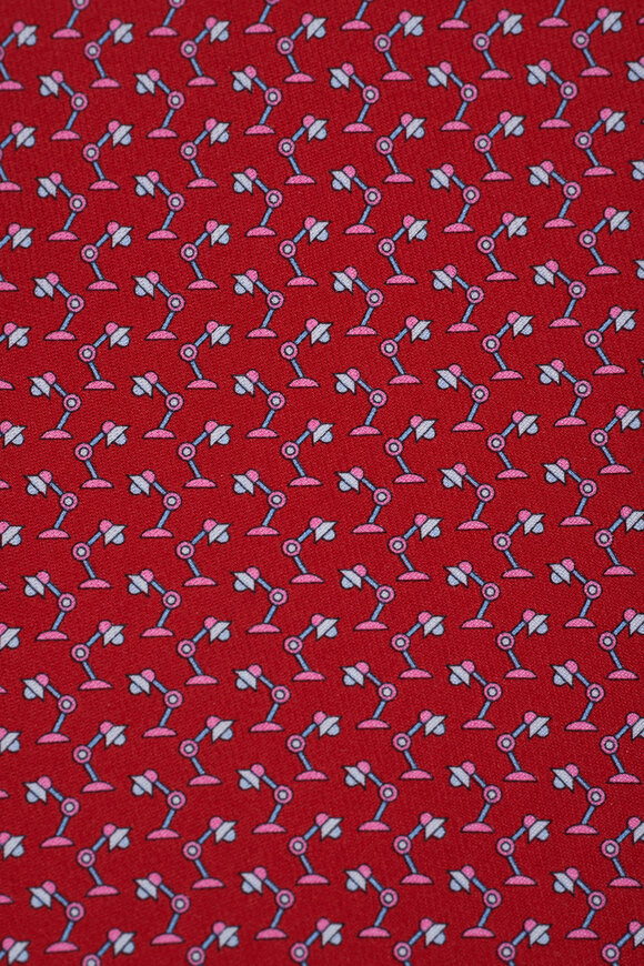 Ferragamo - Red Desk Lamp Print Silk Necktie