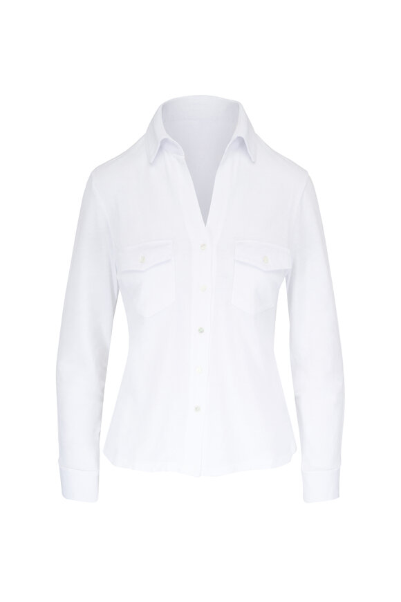 Nili Lotan Liam White Cotton Button-Up Shirt - view 1