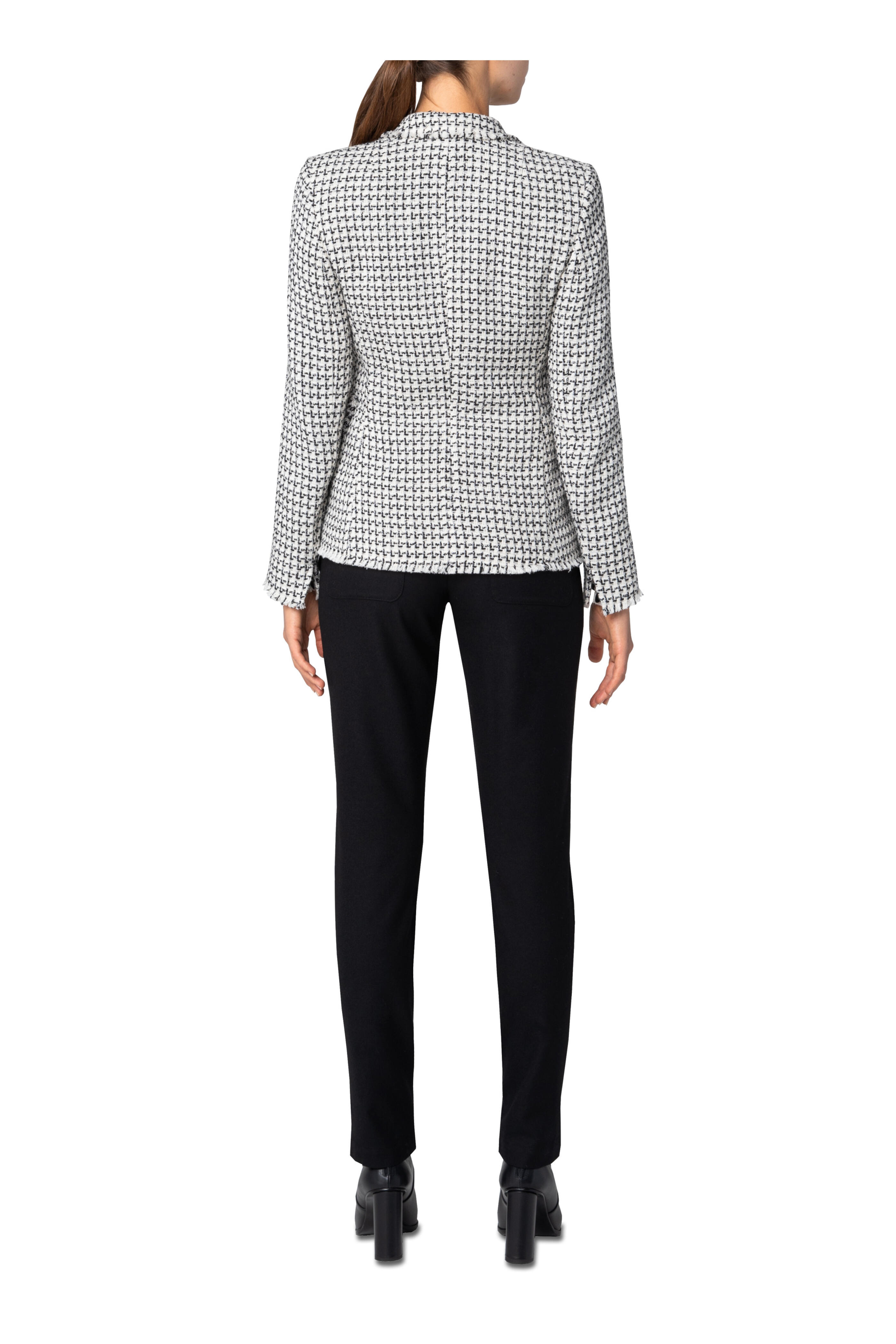 アクリス　AKRIS punto ツイード　ジャケット Akris Punto - Black & Cream Cotton Stretch Tweed Jacket