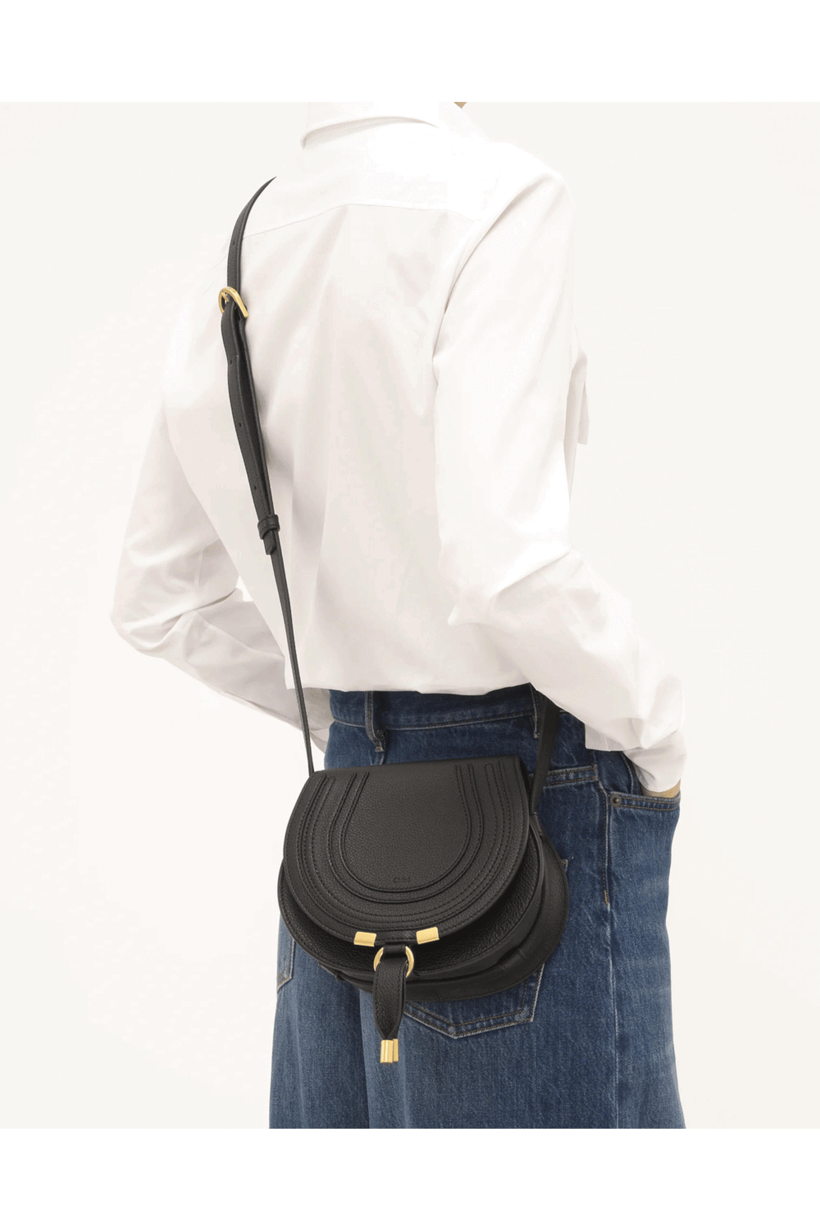 Chloé - Small Marcie Black Leather Saddle Bag