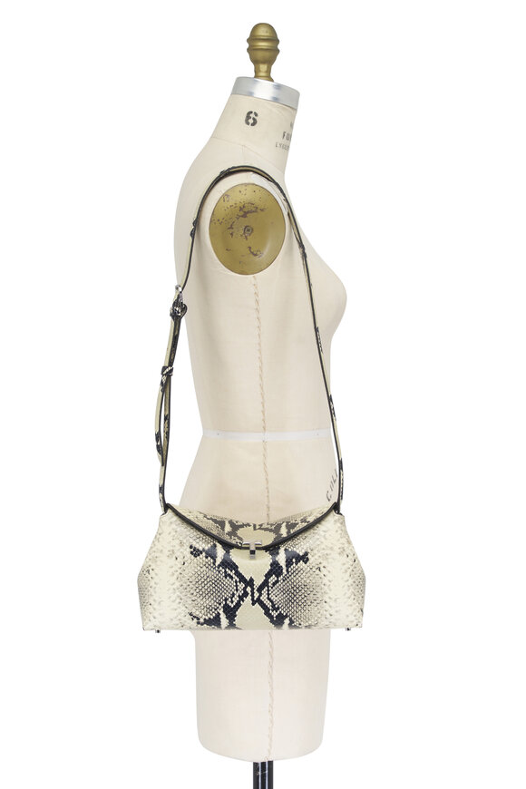 Totême T-Lock Natural Embossed Leather Clutch - view 8
